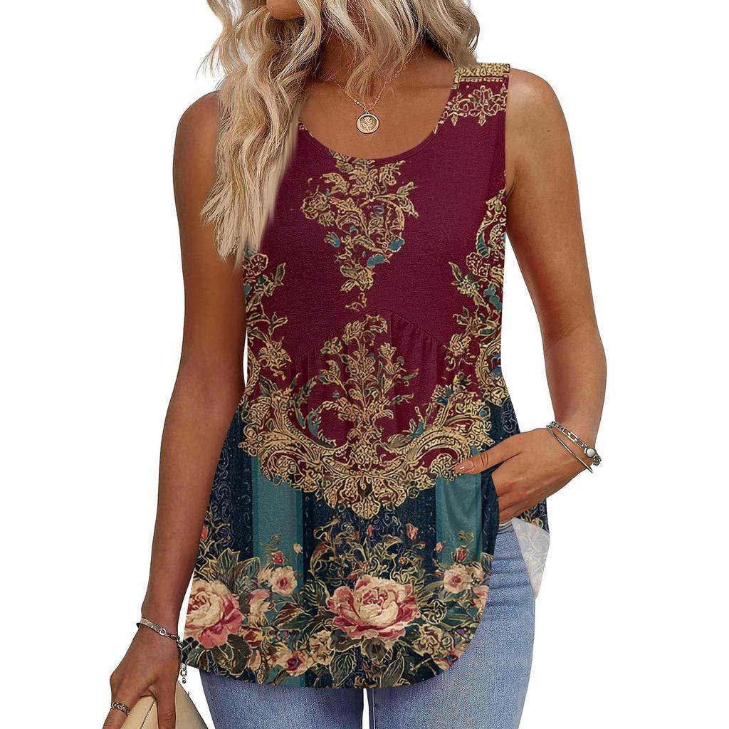 Майка с квадратным воротником, женская футболка с принтом, повседневная свободная рубашка без рукавов