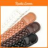 Color Simple Solid Metal Buckle No Punching Leather Woven Women Belt