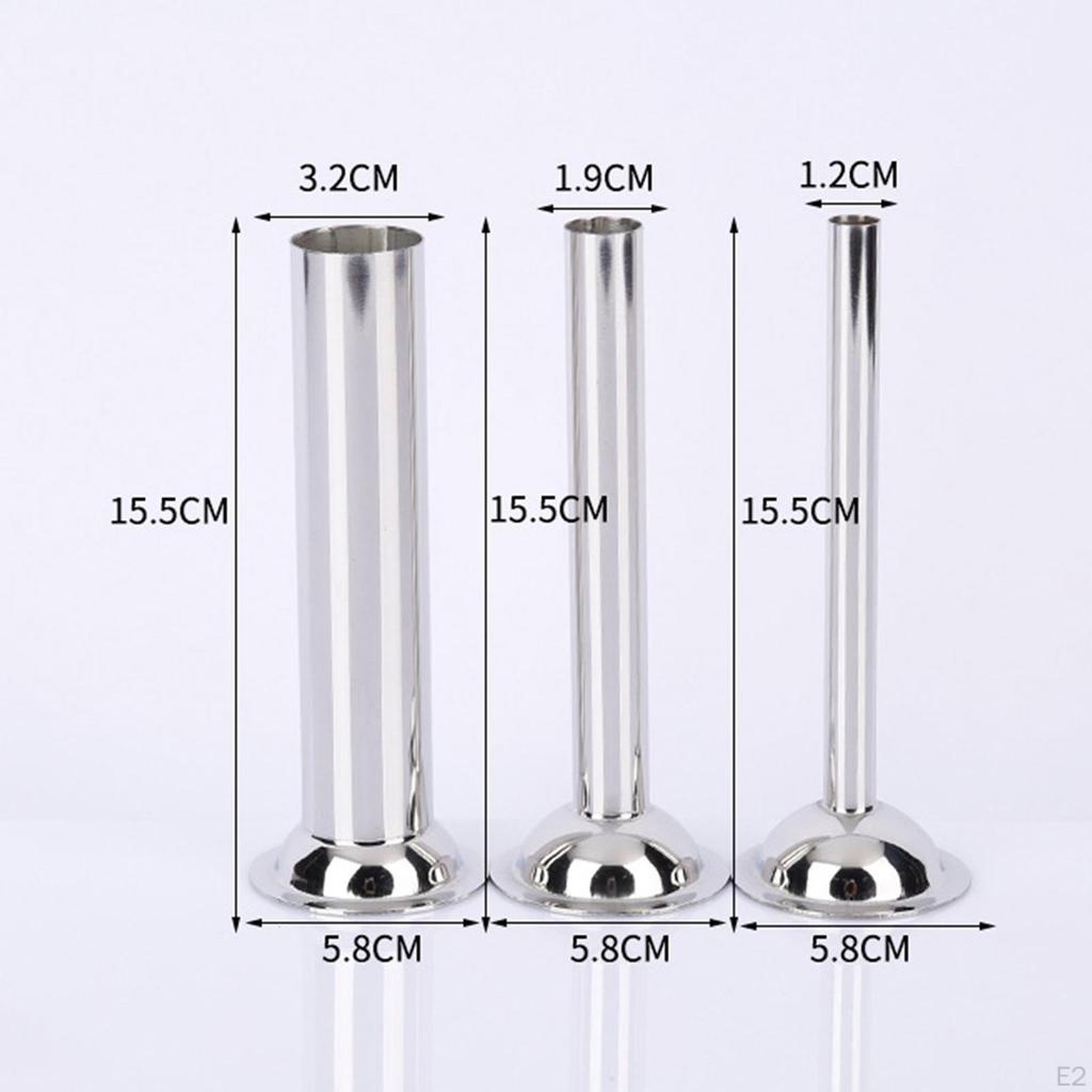 3 Pieces Sausage Stuffing Tubes Stuffer Set Sizes Stainless Steel Making for
