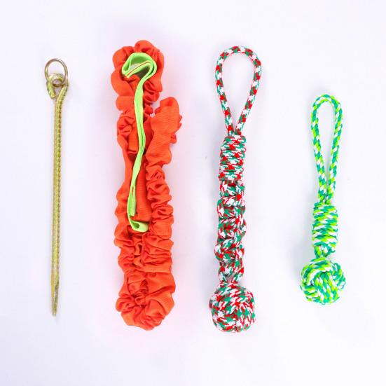 Игрушка-банджи для собак, игрушка-перетягиватель каната для улицы, с колышком для больших и средних собак, неразрушимая игрушка для жевания из хлопковой веревки для агрессивных любителей жевать