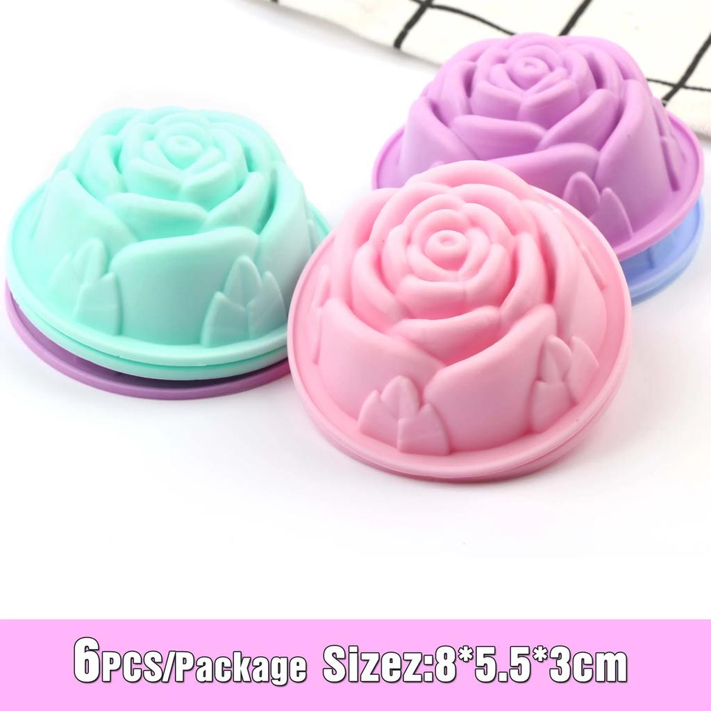 Новые силиконовые формы для кексов 6 шт., формы для выпечки кексов, антипригарные термостойкие многоразовые силиконовые формы для кексов своими руками