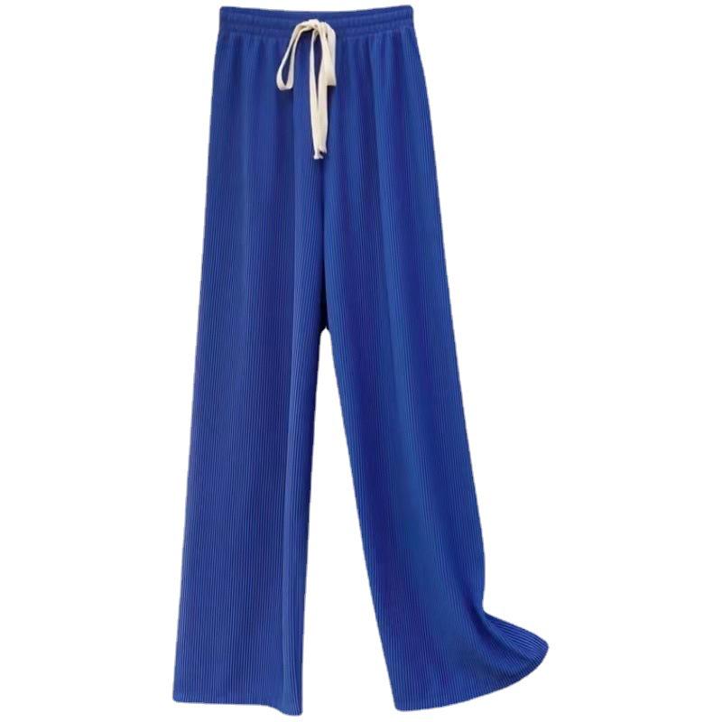 Высококачественные женские брюки с широкими штанинами и узором «змеиная кость» — новинка весны, высокая талия, завязка на шнурок, прямой драпированный повседневный стиль