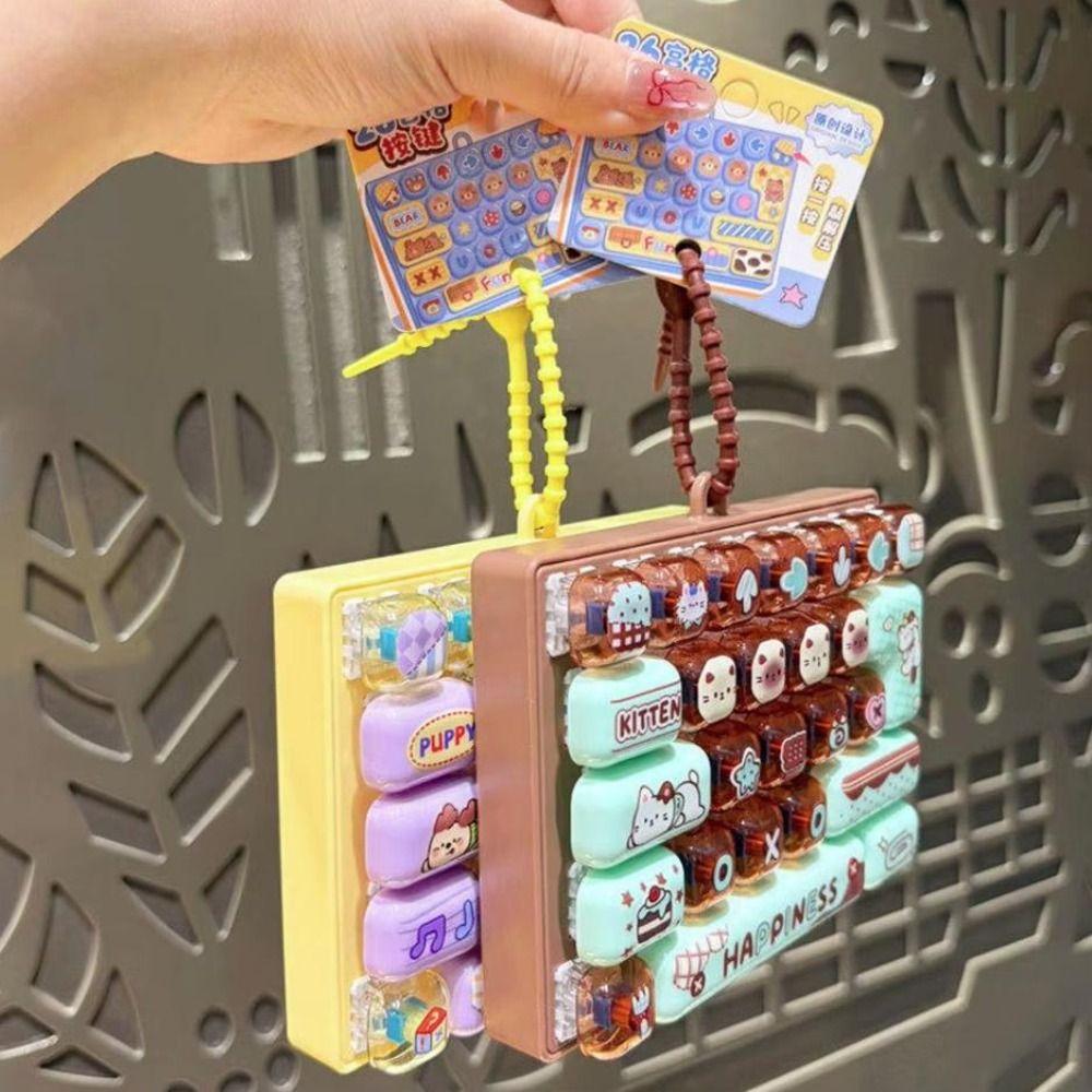Transparent Dual-Tone Mini Keyboard Pendant 26-Key Keyboard Keychain Desktop Decoration