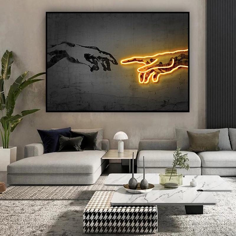 Неоновый эффект мотоциклетного шлема музыкальная кинозвезда холст картина постер и принты настенное искусство картина для бара украшение дома