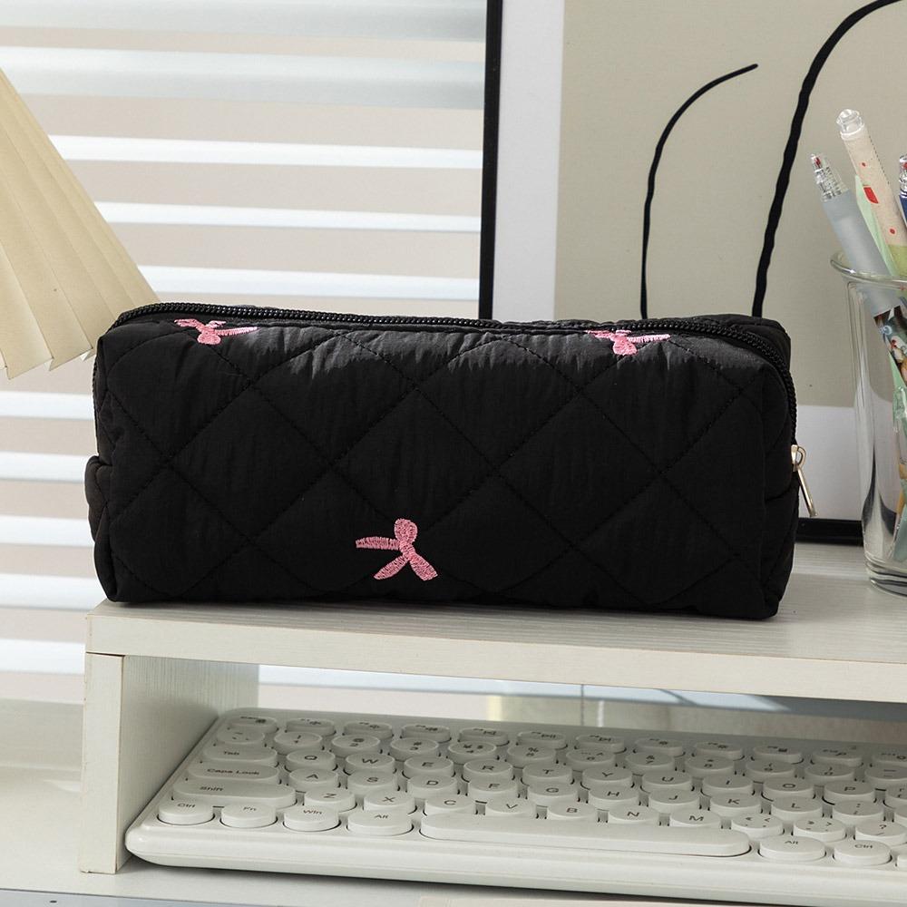 Стеганый студенческий чехол для ручек, цветочная многофункциональная сумка, хлопковые пеналы с бантом