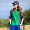 Women's Quick-Dry Colorblock Long-Sleeve Hiking T-Shirt – Sun Protection & Breathable
