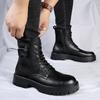 Fashion White Boots For Men New British Style Platform Motorcycle Boots Good Quality Casual Men’s High Top Leather Shoes Punk 2023