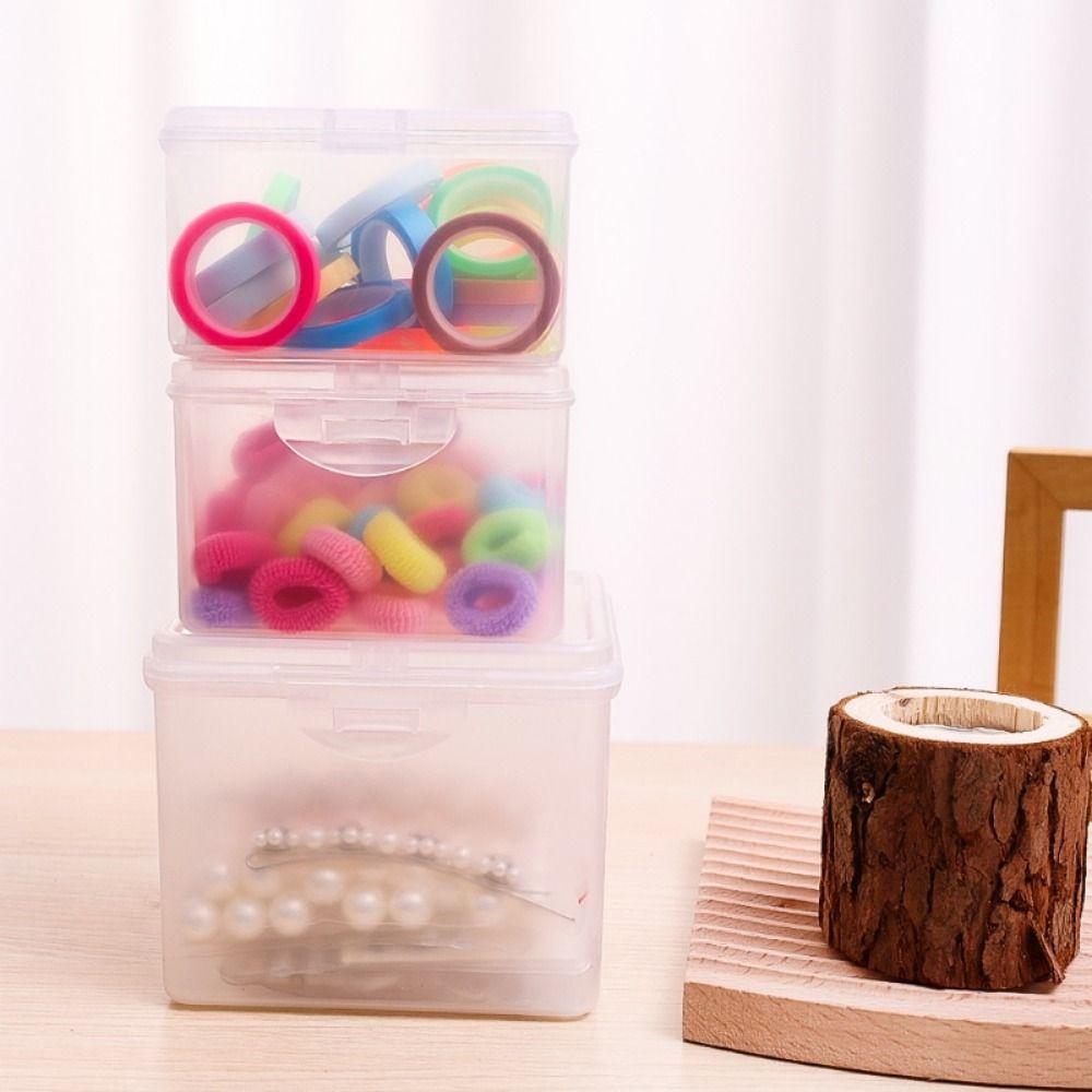 1 шт. с крышкой Коробка для хранения Прямоугольная форма Пластиковый контейнер для хранения Многоцелевой Прозрачный Контейнер для мелочей