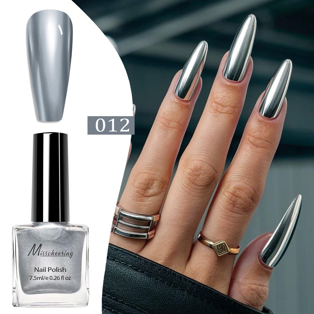 Metallic Mirror Effect Pro Chrome Finish Nail Polish Set No Light Cure Required Fast-Drying High-Shine DIY Manicure