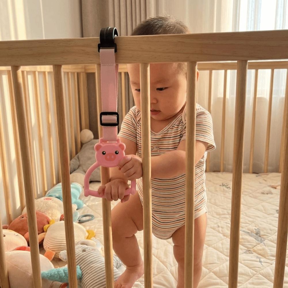 Cartoon Animal Shape Baby Pull Up Rings Dangling Toddler Standing Assist Handle Infant Bed Fence