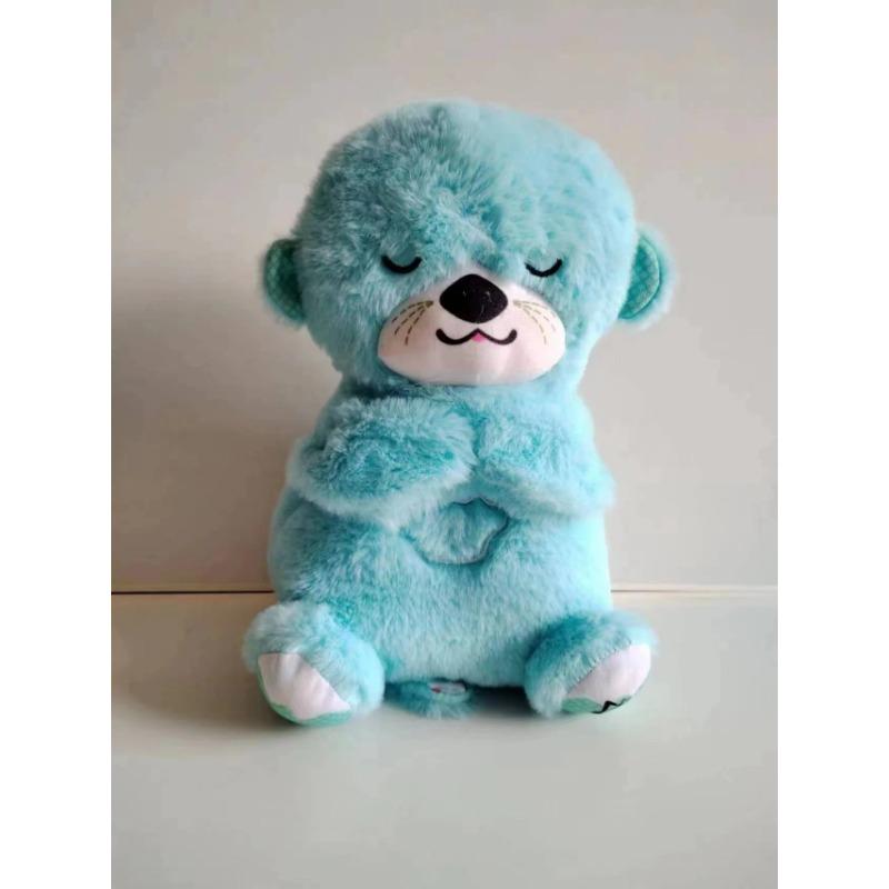 Baby Plush Doll Breathing Bear Newborn Soothing Sleep Playmate Otter Toy Kids Music Sleeping Companion Sound Light Doll Toy Gift