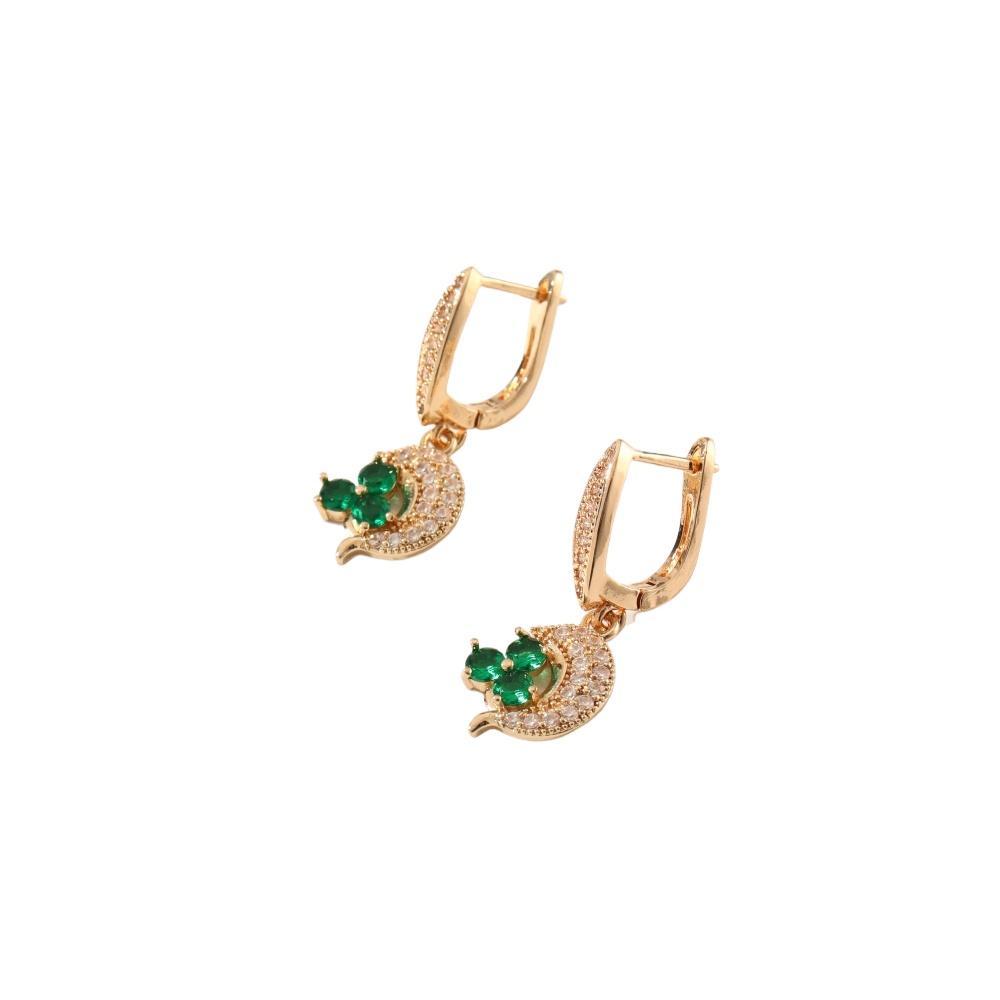 Fashion Moon Flowers Dangle Earrings for Women Cubic Zirconia Earring Jewelry Party Accessories Valentine's Day Gift