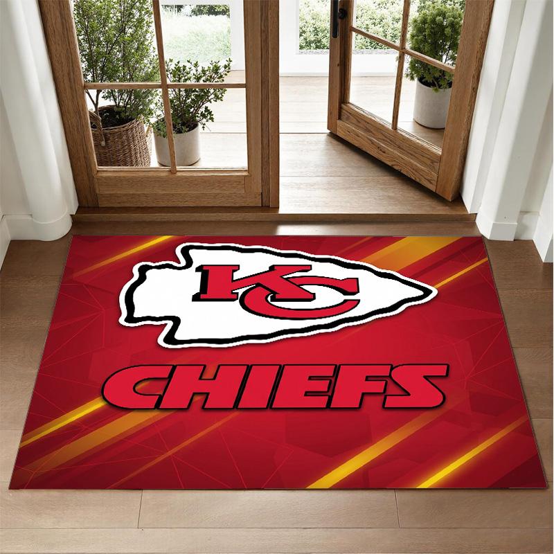 Kansas City Chiefs Design Crystal Velvet Rug Soft Decorative Mat for Bedroom Entrance