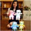 Led Light-up Teddy Bear Plush Toy With Bow Tie Design Long-haired Colorful Flashing Lights