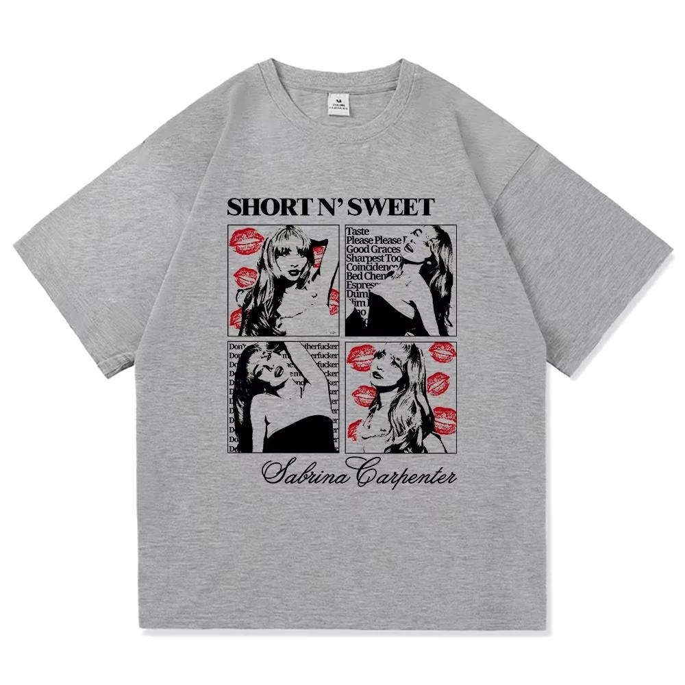 Summer New Sabrina Carpenter Short N' Sweet Tour 2025 T-Shirt Fashion Vintage T-Shirt Women's High Quality Breathable Tees Shirt