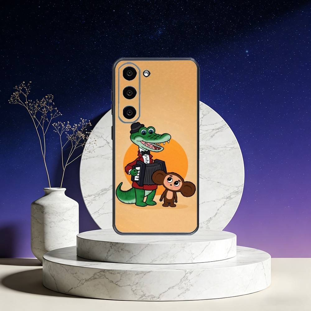 Мультяшный чехол-Чебурашка для Samsung Galaxy A73, A72, A71, A70, A53, A52, A51, Других, Мягкий черный чехол
