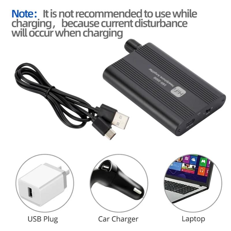 Grwibeou 16-300 ohm Headphone Amplifier 16-150 ohm HiFi Earphone Amplifier 3.5mm Jack Aux Portable Adjustable Audio Amp