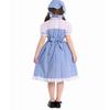 Blue Plaid Halloween Cosplay Costume for Kids with Headscarf & Skirt