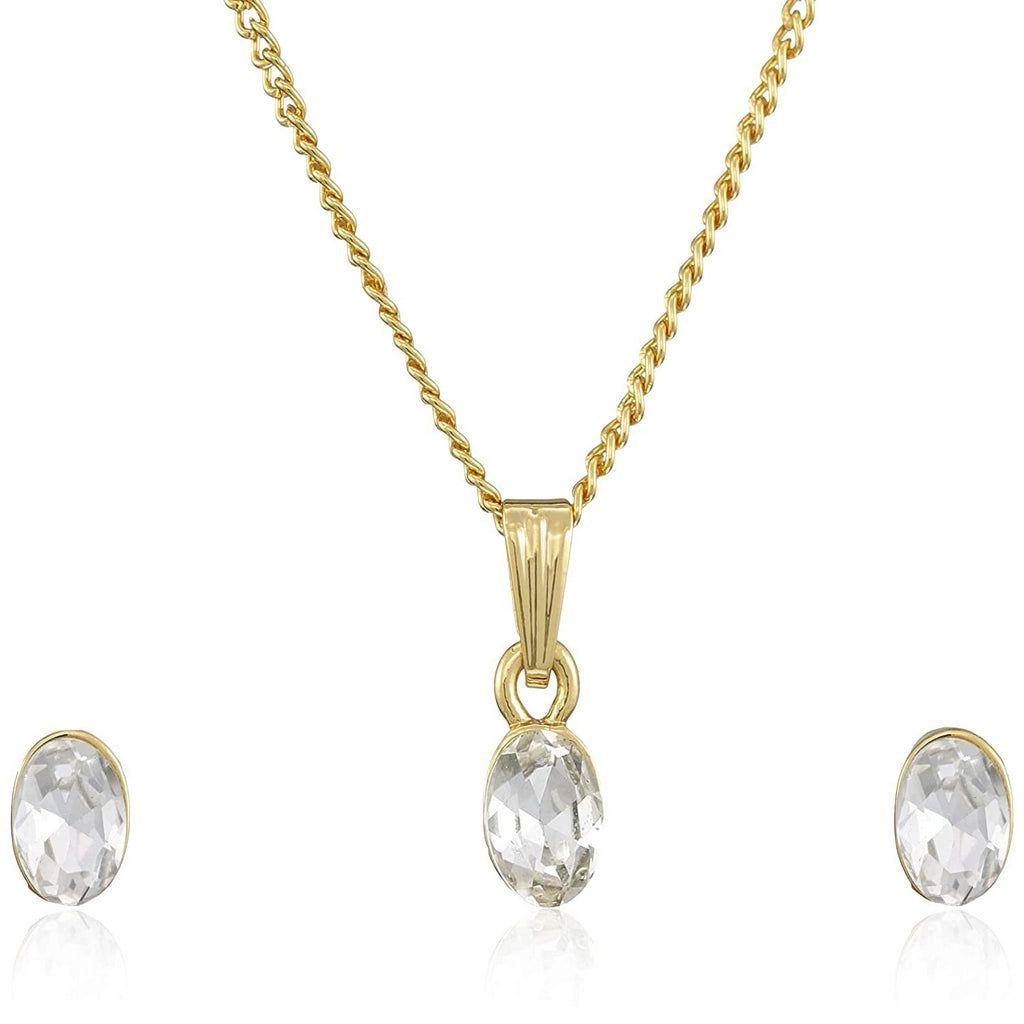 Estele Gold Plated Solitaire Pendant Set for Girls and Women