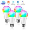 Tuya WiFi LED Light Bulbs 85-265V 12W 15W 18W E27 Alexa Lamp RF 2.4G Remote Google Home Voice Control Colorful Home Lighting