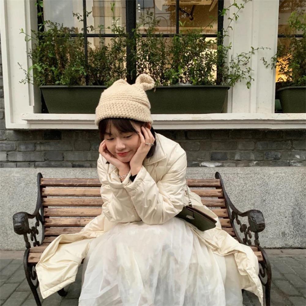 Crochet Winter Knitted Hat with Ears Knit Cap Creative Cartoon Skullies Beanie Men Women