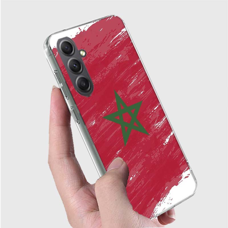Morocco Flag Soccer Phone Case For Samsung A16 A26 A36 A56 A17 A03S A04S A02S A05S A50S A30 A20 A70S A40 A21 Galaxy Note 20 10 9