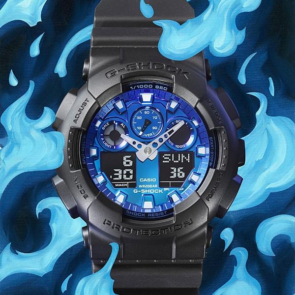 Casio Мужские часы G-SHOCK GA-100FL-1AJF [G-SHOCK Flame inside Series] Круглые часы из черной смолы
