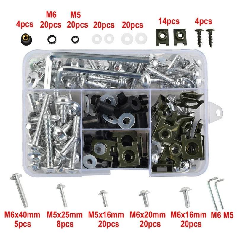 177 шт. Комплект болтов для обтекателя ветрового стекла мотоцикла, украшение кузова автомобиля