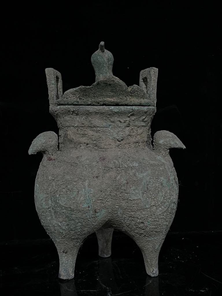 Archaic Chinese Dynasty Bronze Beast Wine Ding Zun Food Vessel Censer