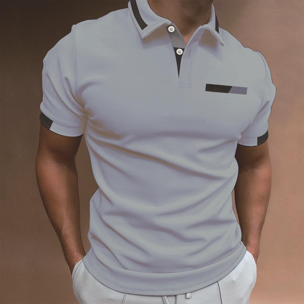 Летняя повседневная спортивная мужская футболка с лацканами, рубашка поло