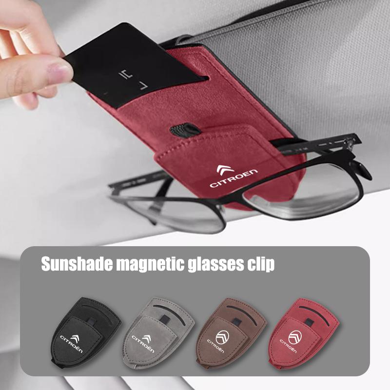 Suede Glasses Clip Car Sun Visor Card Ticket Clamp Fastener For Citroen e-C3 e-C4 X C5X C3 C4 Cactus Picasso C-Crosser C6 C1 C2 akr256