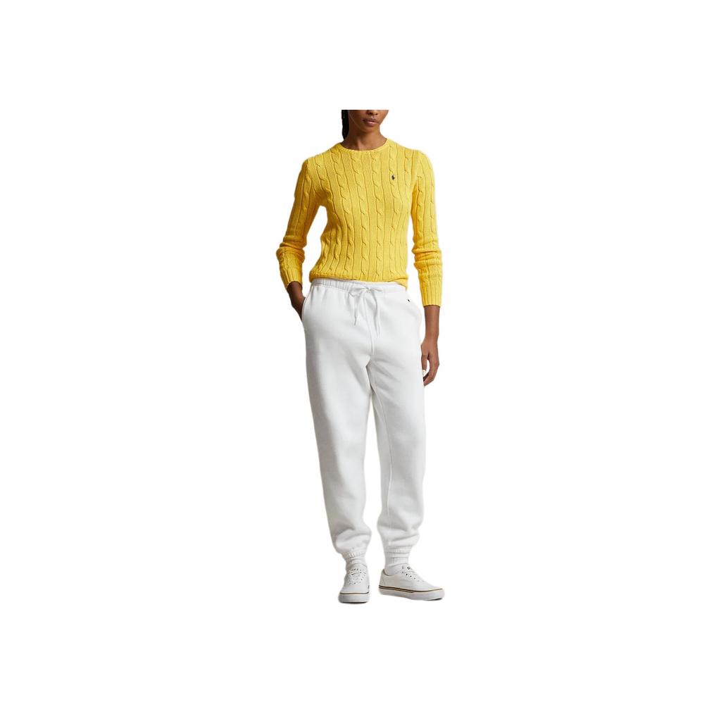Polo Ralph Lauren SS23 Solid Color Logo Embroidered Cable Knit Sweater Women Sweater Yellow WMPOSWENC020616-700