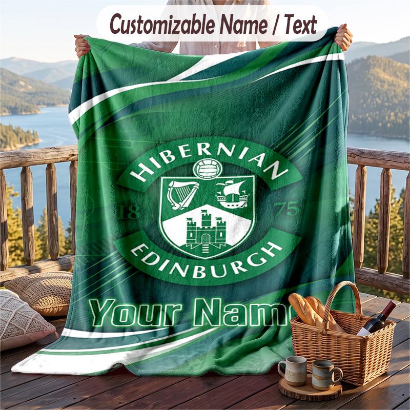 Фланелевое одеяло с принтом Hibernian FC, с возможностью добавить имя, мягкий плед для дивана и кровати