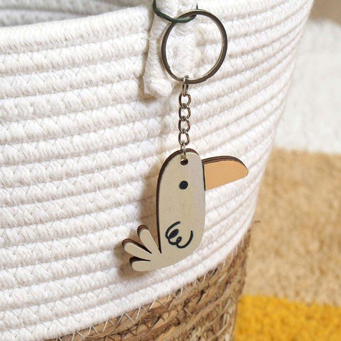 Wooden Toucan Keychain