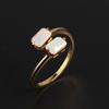 Simple Light Luxury Design Natural Opal Stone Adjustable Sterling Silver Ring for Women's Daily Wear & Holiday Gifts