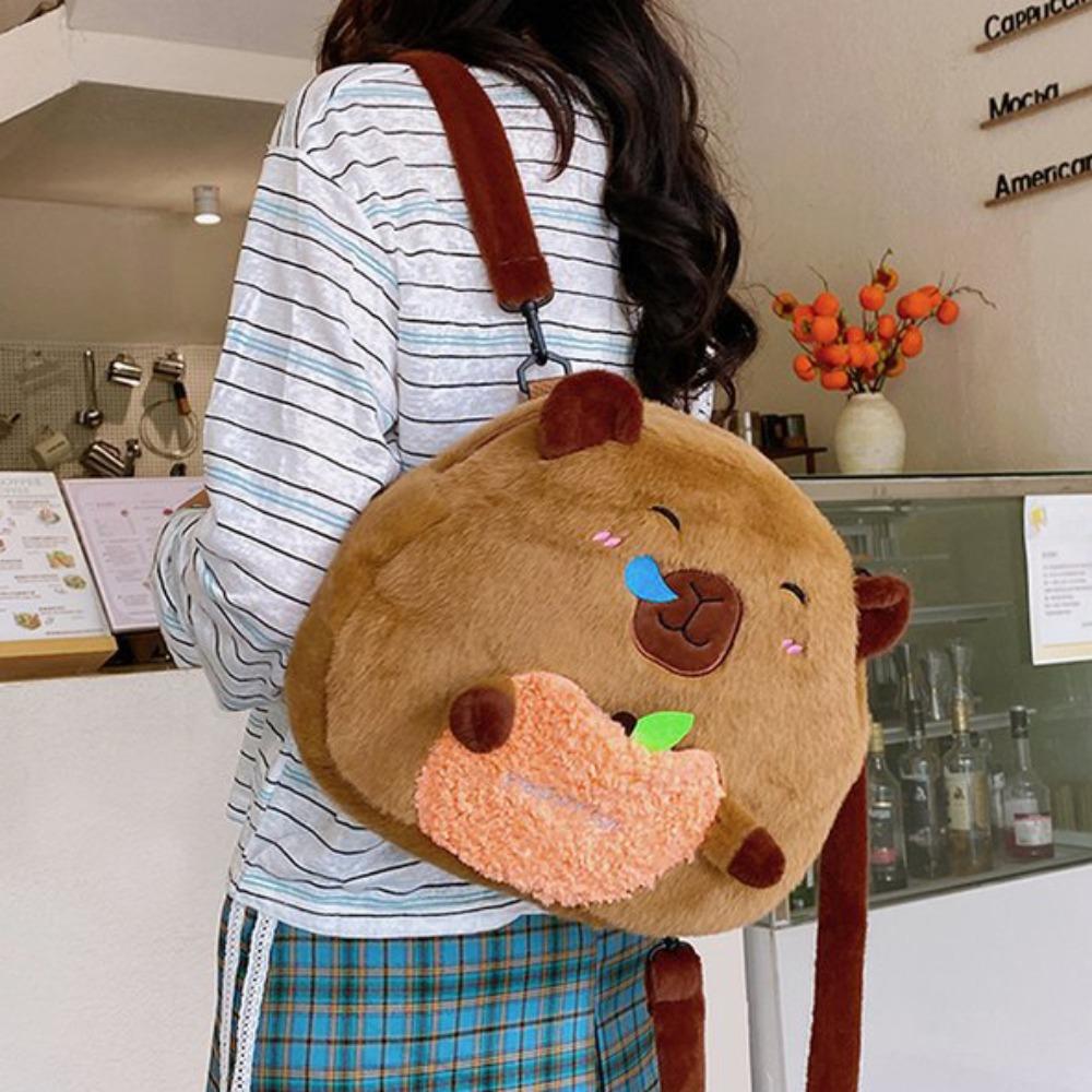 Soft Capyabra Plush Bag Plush Cartoon Doll Bag Storage Bag Capyabra Backpack  Girls
