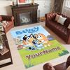 Bluey 135 Customize Text Floor Mat Perfect for Living Rooms Decorate room Kitchen Foyer Anti-slip Rug Anime Office Decor Birthday/Christmas Gift