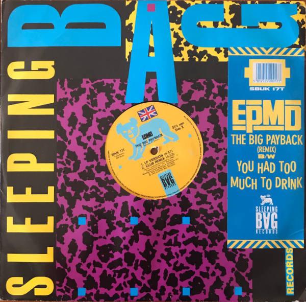 12-дюймовая пластинка EPMD The Big Payback SBUK17T Спальный мешок Re 1989 UK Rap HipHopRB Б/у
