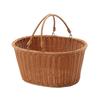 Aimoha Picnic Basket with Storage, Plastic Handles, Lunch Basket, 2 Handles [Brown, Small]