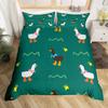 Cute Duck King Queen Duvet Cover Cartoon White Goose Bedding Set Funny Farmhouse Animal Comforter Cover Polyester Quilt Cover