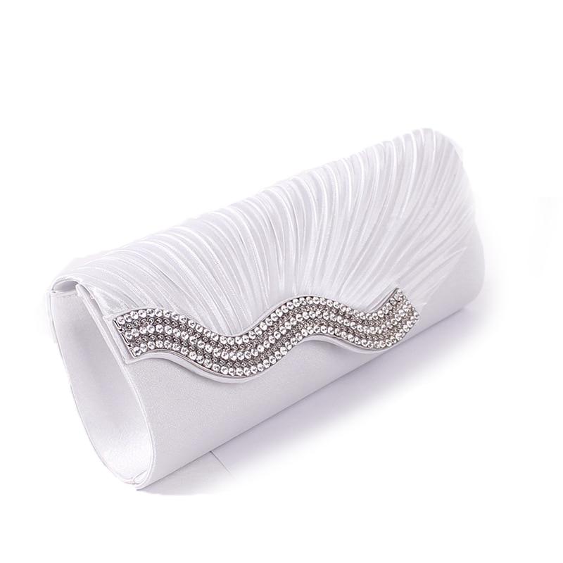 Rhinestone Hand Satin Wedding Purse Bridal Party Chain Dinner Clutch Vintage Bolsos Evening Handbag