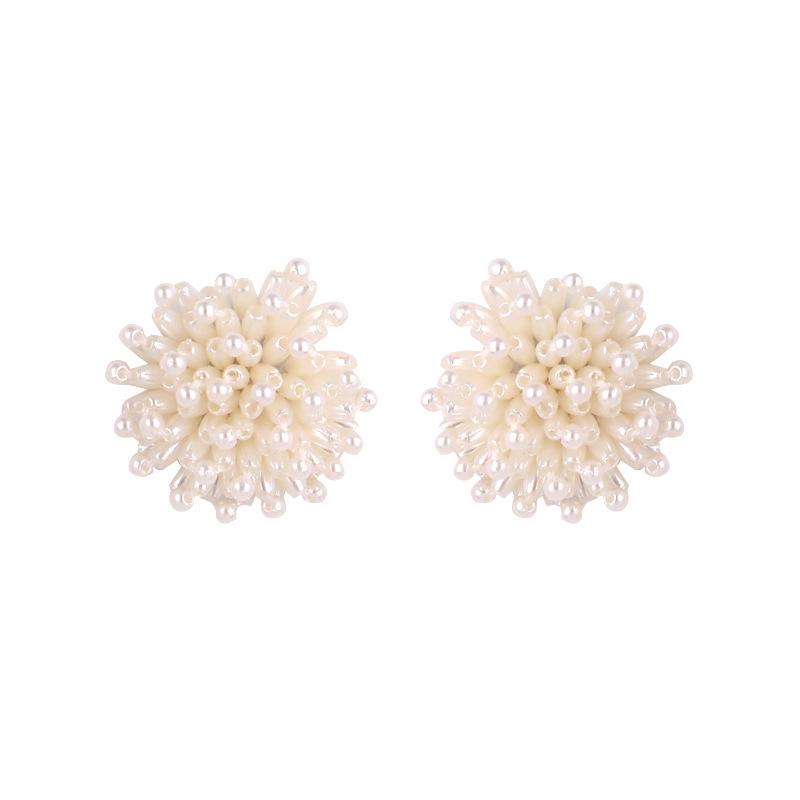 Элегантные серьги-пусеты из стерлингового серебра с цветком из искусственного жемчуга для женщин