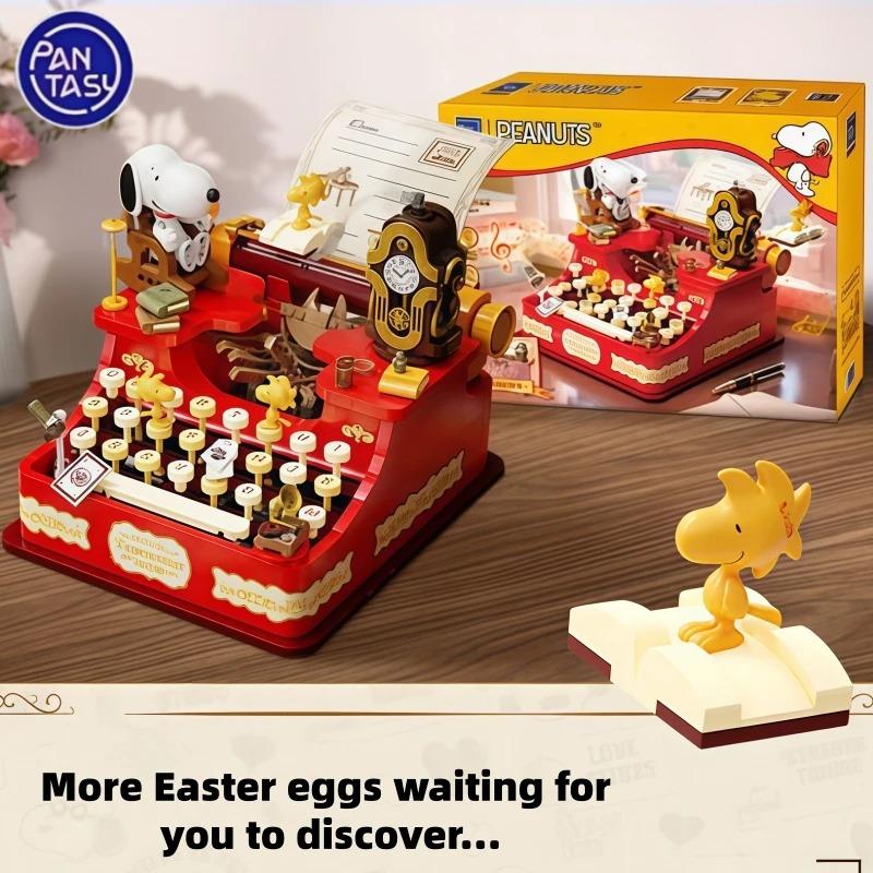 Новая серия Snoopy Retro Музыкальная пишущая машинка Модель из строительных блоков Сборка Мультяшная головоломка Игрушка Подарок Съемный Коллекционный Орнамент