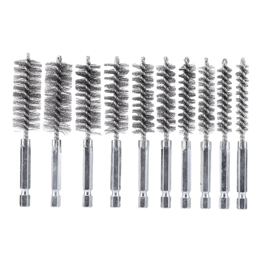 6/8/10/12 шт. 8 мм-19 мм щетина из нержавеющей стали проволочная щетка 3,9 дюйма длинная проволочная щетка для чистки труб для ударного шуруповерта с электродрелью