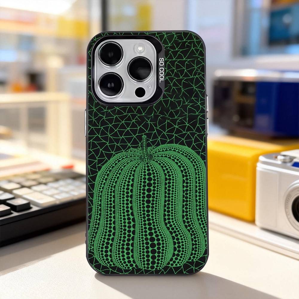 Pumpkin Yayoi Kusama Art For iPhone 17,16,15,14,13,12,11,Pro,Max,Plus,E,Air,Mini Anti Fall Black Matte Hard Bumper Phone Case