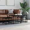 Coffee Tables, One Under the Other, 3 Pcs., Black