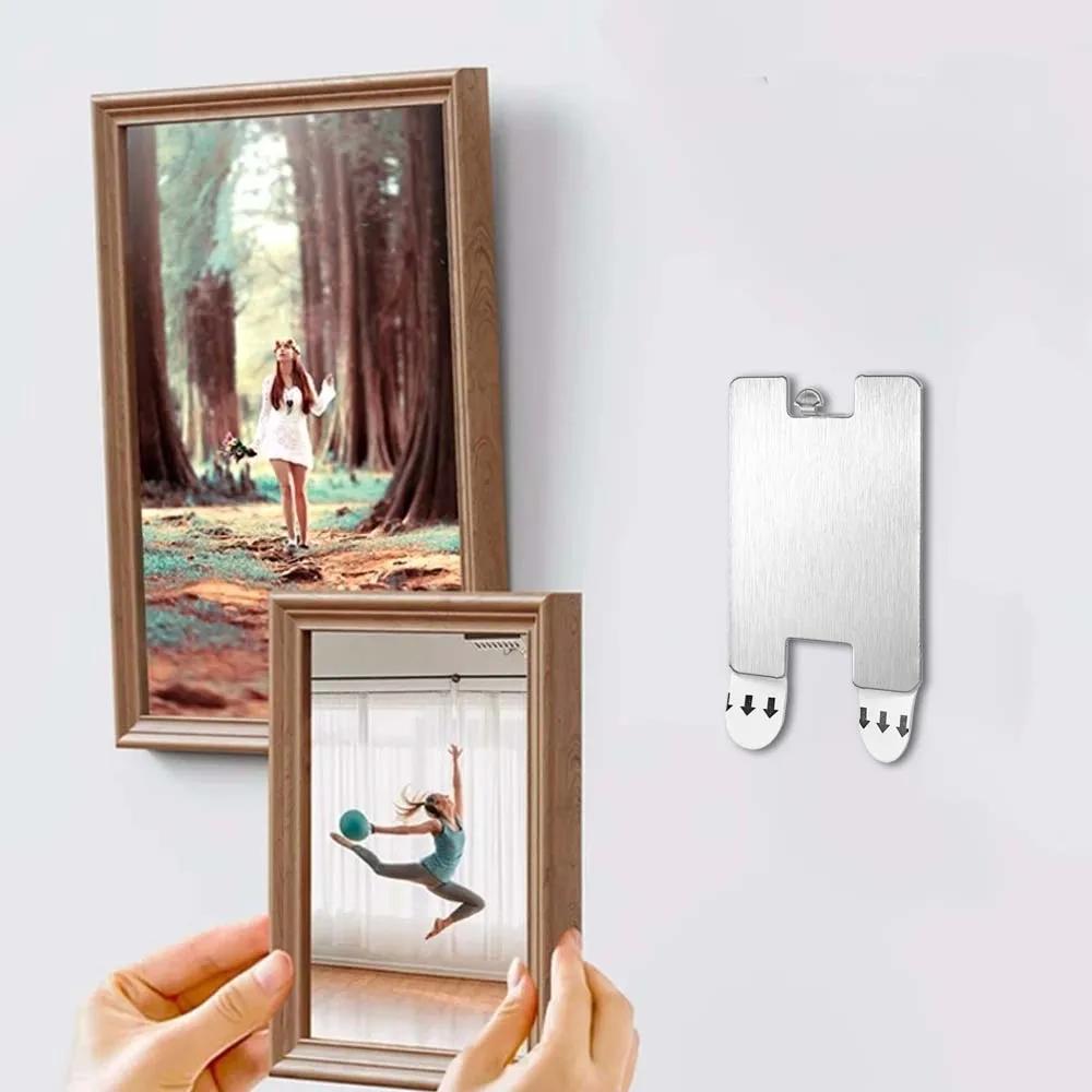 1шт. крючки для фоторамки из нержавеющей стали, подвешивание картин, прочный клей, водонепроницаемый крючок, не оставляющий следов, без проколов, для гостиной