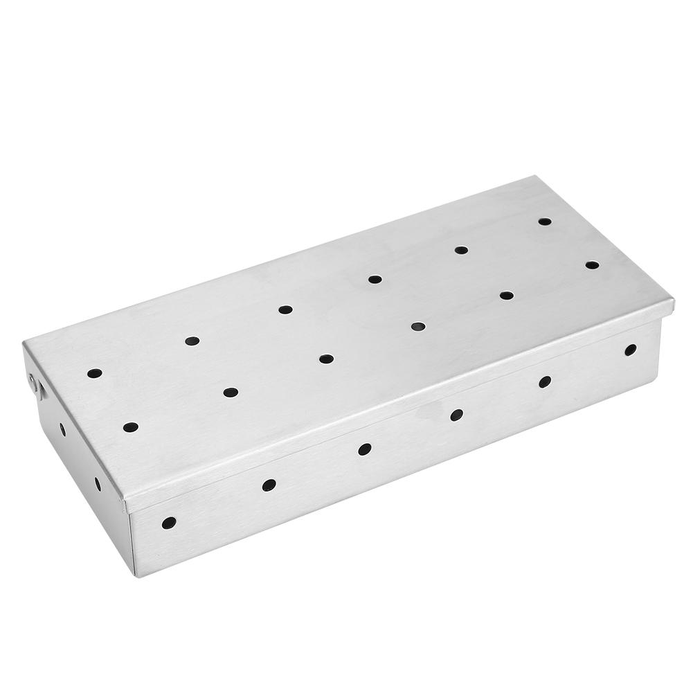 Большая емкость для копчения из нержавеющей стали, коптильня для барбекю, щепки, аксессуары для гриля