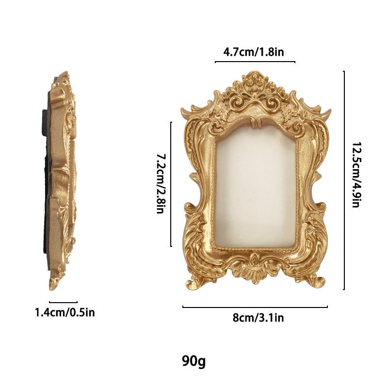 European Victorian Style Retro Gold Mini Picture Frame Luxury Small Photo Frame Display Accessories Ornaments Photography Props