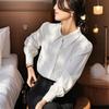 Белая рубашка с длинными рукавами, женская весенняя универсальная рубашка с рукавами-фонариками